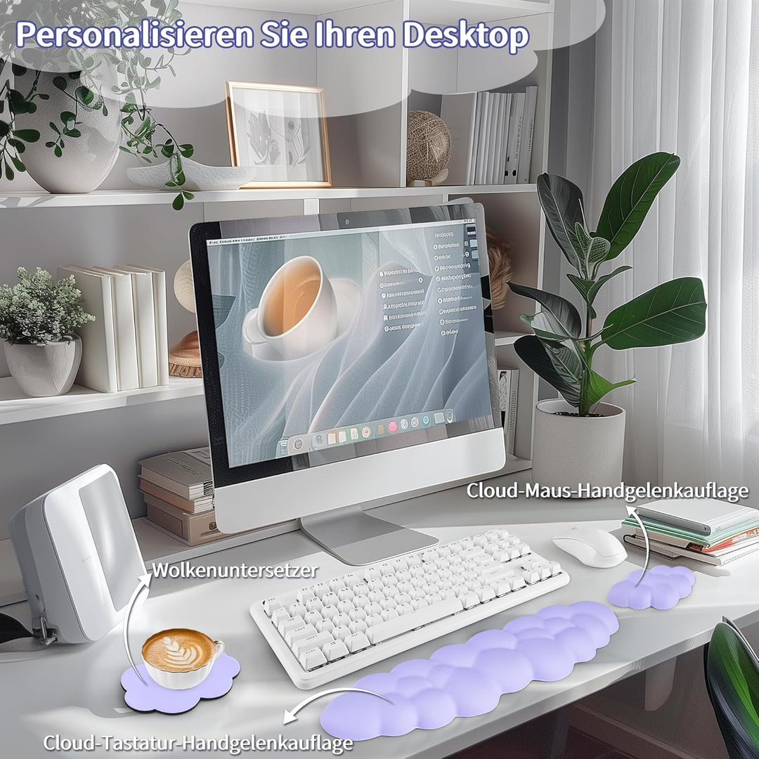 Sushret Wolke Handballenauflage Tastatur, Ergonomisches Wolke Handauflage Tastatur Mit Pu Leder Memo