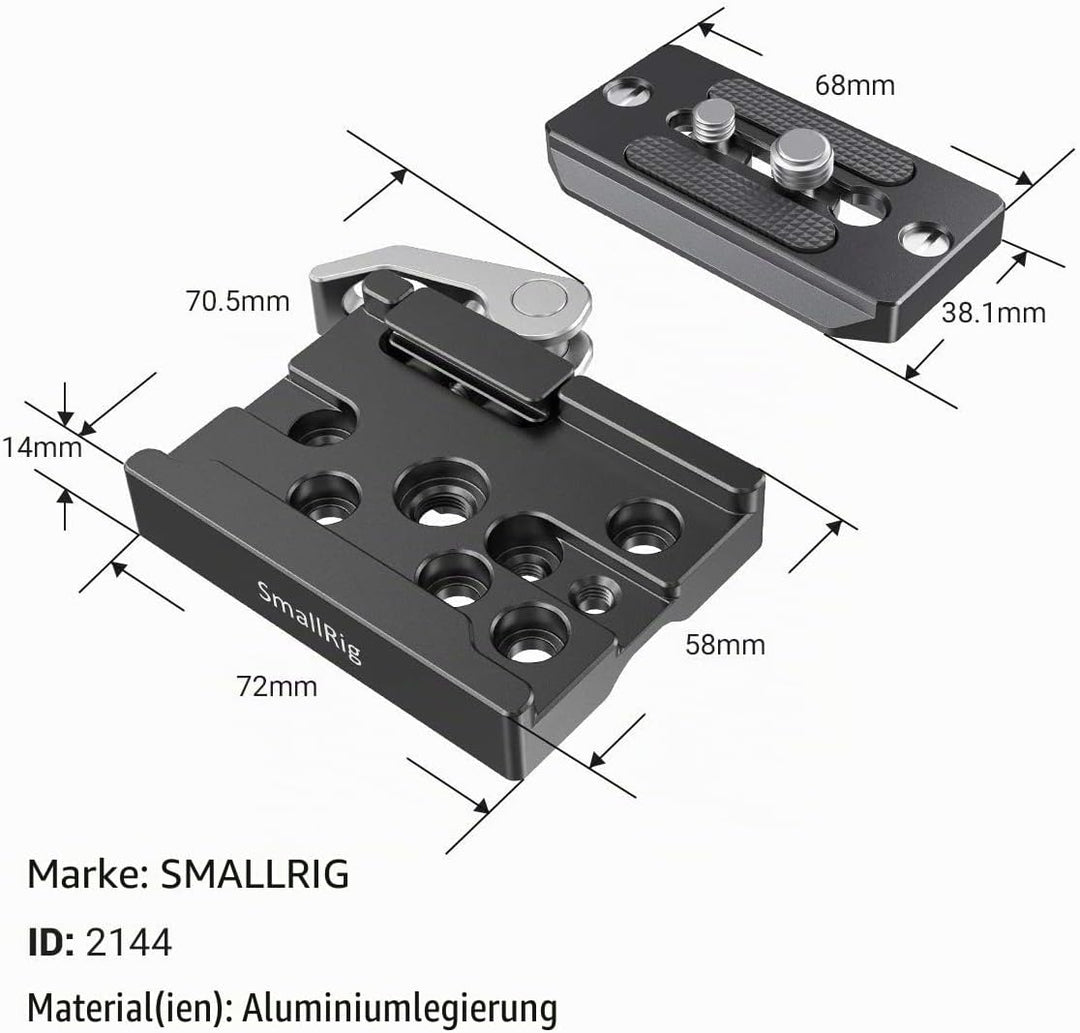 SMALLRIG Quick Release Clamp Und Platte für Arca Swiss Standard - 2144