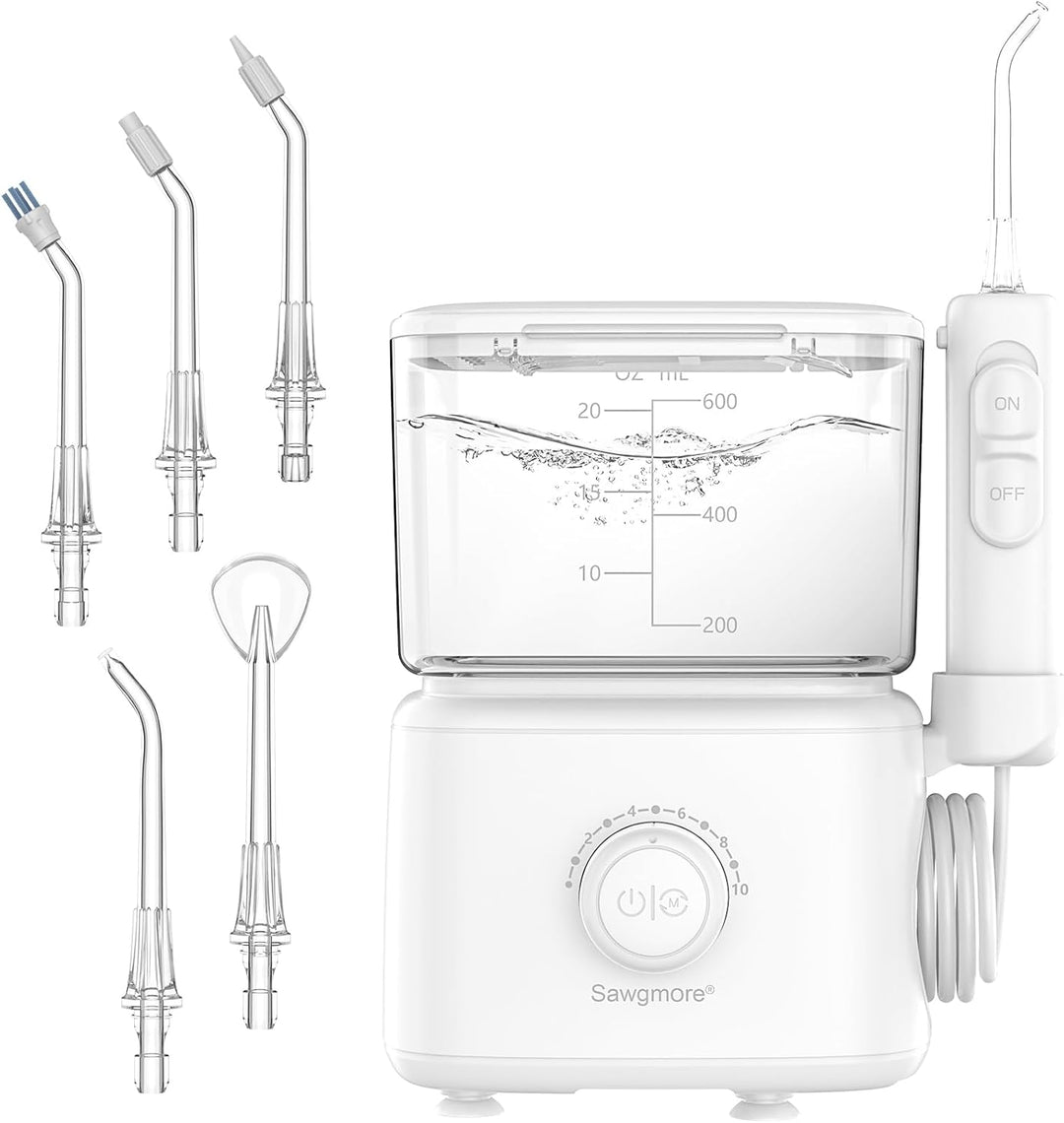 Munddusche mit 10 Einstellbaren Druckstufen, 600ml Fassungsvermögen, Oral Irrigator mit 5 multifunkt