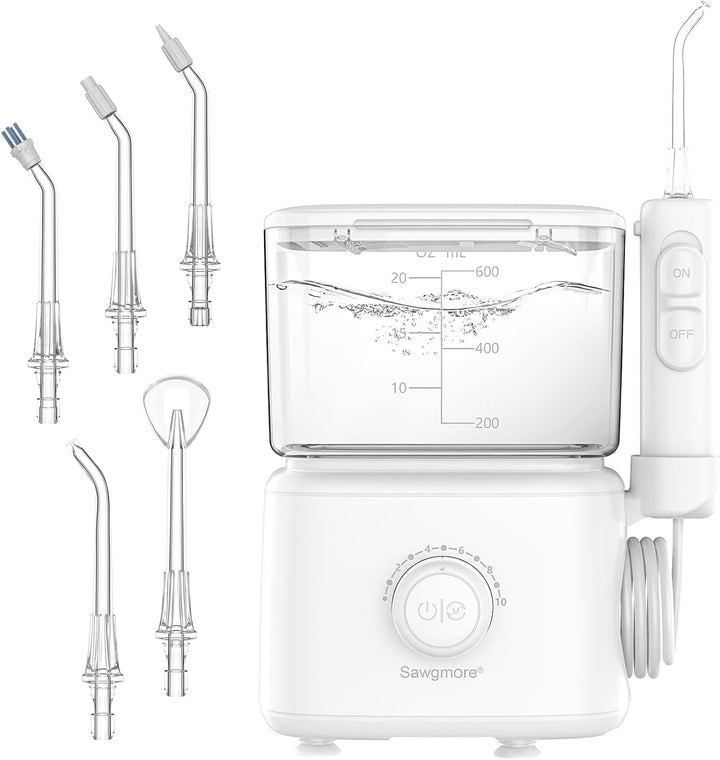 Munddusche mit 10 Einstellbaren Druckstufen, 600ml Fassungsvermögen, Oral Irrigator mit 5 multifunkt