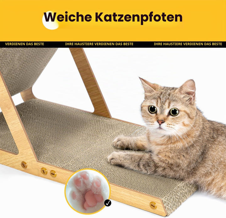 Conlun 2-in-1 Kratzbrett in A-Form für Mittelgrosse Katzen bis 7 kg, Stehend & Flach Nutzbares Katze