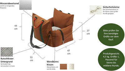 MIM0S Hunde Autositz: Universal-3in-1 Lösung für vordere und hintere Sitze. Geeignet für kleine bis