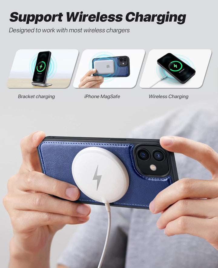 OCASE iPhone 12 Hülle(2in1) Leder Stossfestes Case [Abnehmbare magnetische Hülle] [Kabelloses Laden]