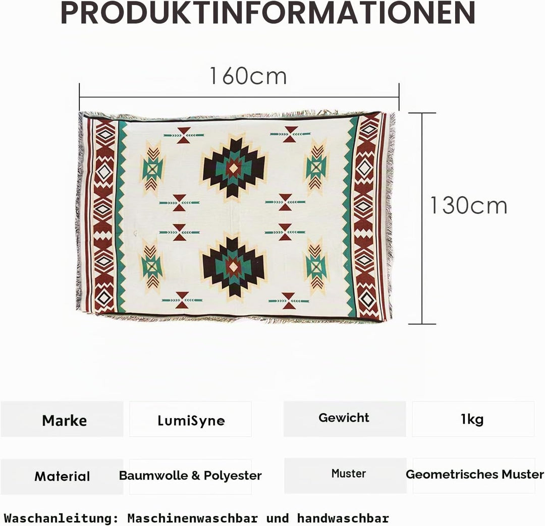 LumiSyne Baumwolle Gewebt Decke Überwurf Mit Quast Bohemian Ethno Stil Azteken Navajo Überwurfdecke