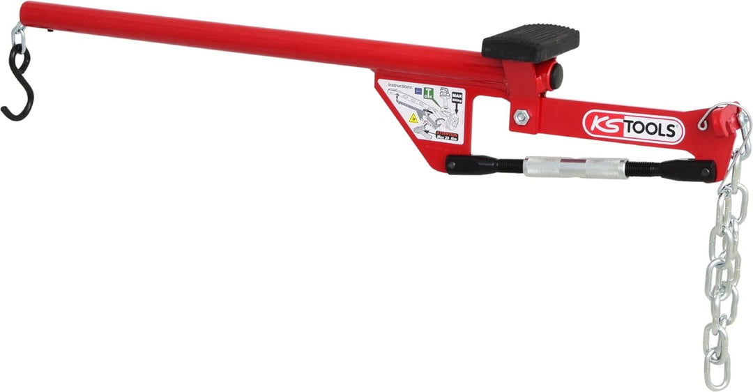 KS Tools 700.1495 Universal-Achshebel mit Kette, 960mm & 150.1935 Universal-Haken-Satz, Formbar, 2-t