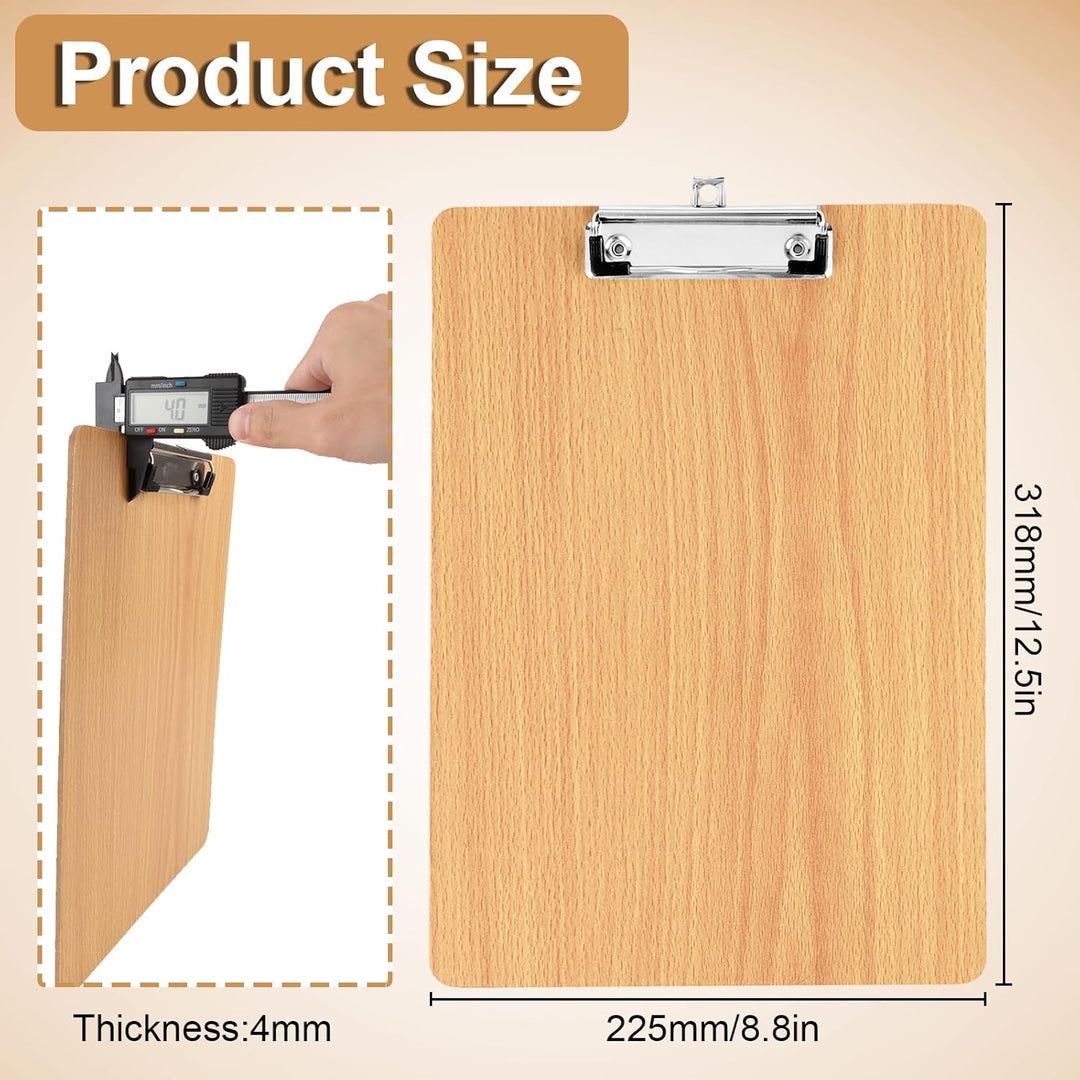 CYEER 10 Stück Klemmbrett A4 Holz Extra Dick 4MM, Klemmbretter A4, Schreibbrett Klemmbrett A4, Clipb