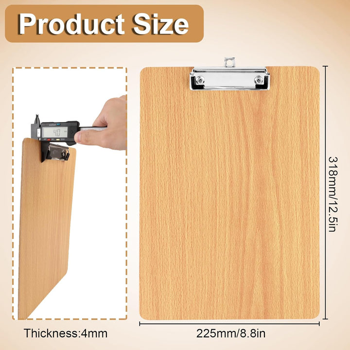 CYEER 10 Stück Klemmbrett A4 Holz Extra Dick 4MM, Klemmbretter A4, Schreibbrett Klemmbrett A4, Clipb
