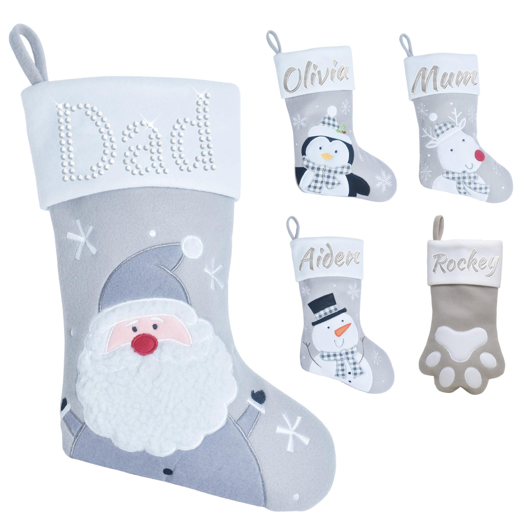 Varsany Hochwertige Weihnachtsstrümpfe mit Weihnachtsmann-Motiv, personalisierbar, personalisierbar,