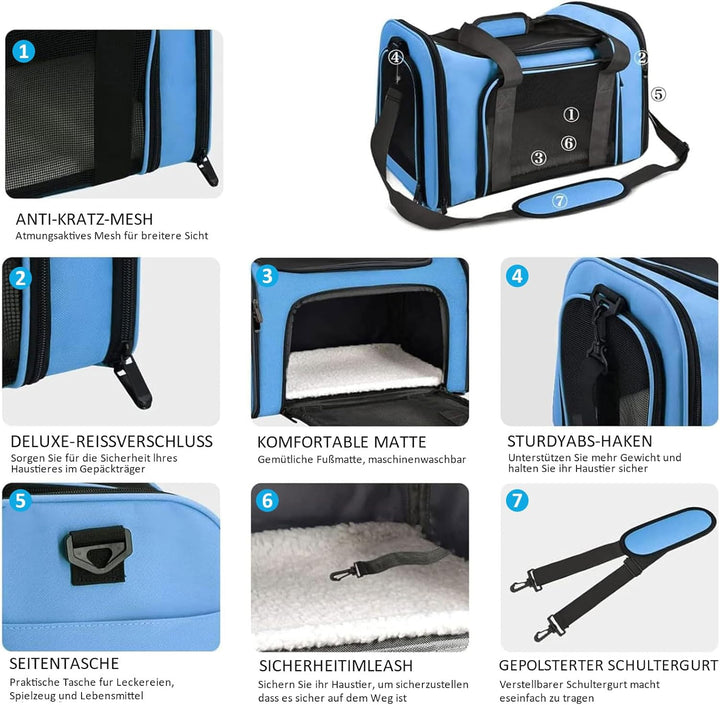 TOFFCAEA Transporttasche für Katze Hund, Hundetransportbox, Faltbare Katzentransportbox, tragbar, 5k