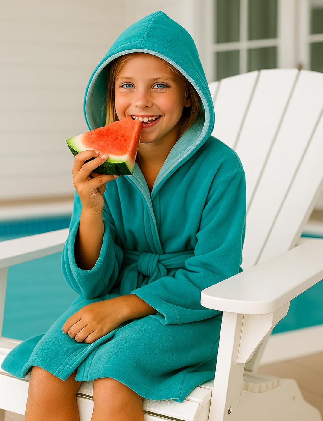 Morgenstern Bademantel Kinder &amp; Teenager I Kapuze I 100% Baumwolle I Frottee Velours I Lang 134-140