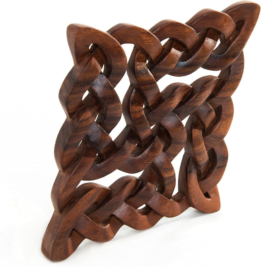 Windalf Celtic Holz-Ornament ISIRA 28 cm Handgearbeitete keltische Knoten Holz Wand-Holzrelief