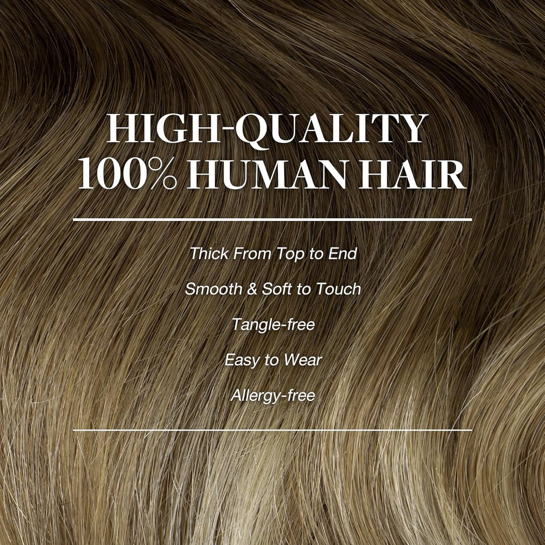 GOO GOO Clip in Extensions Echthaar, Echthaar Extensions Clip, 30cm 85g 7pcs, Clip In Haarverlängeru