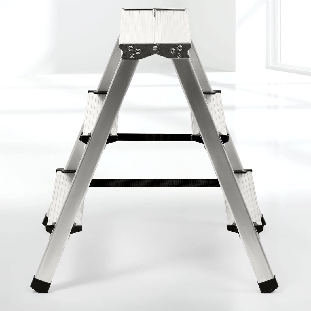 KADAX Trittleiter aus Aluminium 3 Stufen, Klapptritt bis 125kg, Stufenleiter mit Antirutschstufen, S