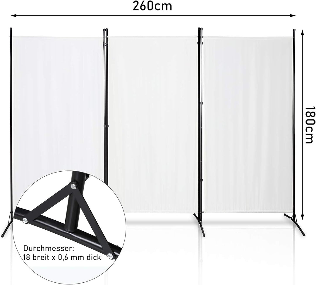 Gimisgu Paravent 260x180cm Raumteiler Gross Garten Stellwand Trennwand Balkon Sichtschutz, 3 Teilig,