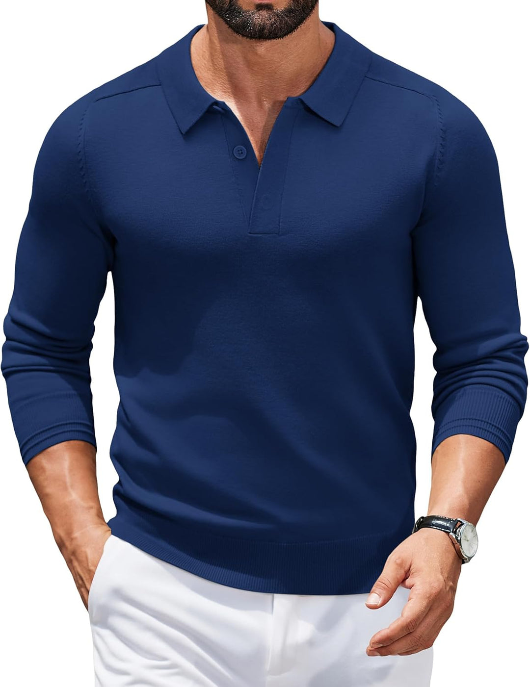 COOFANDY Herren Pullover Mit Polokragen Strick Polo Pullover Langarmshirt Strickpullover Regular Fit