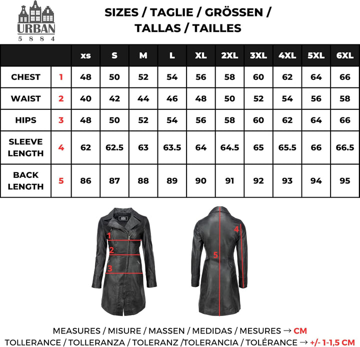 URBAN 5884 Damen Janice Frauen Lederjacke | Elegante Jacke aus weichem Lammfell für Damen, Langes Mo