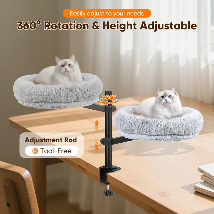 Katzenbett Schreibtisch, 360° Drehbar Höhenverstellbar Katzenhängematte | Katzen Schreibtisch Bett m