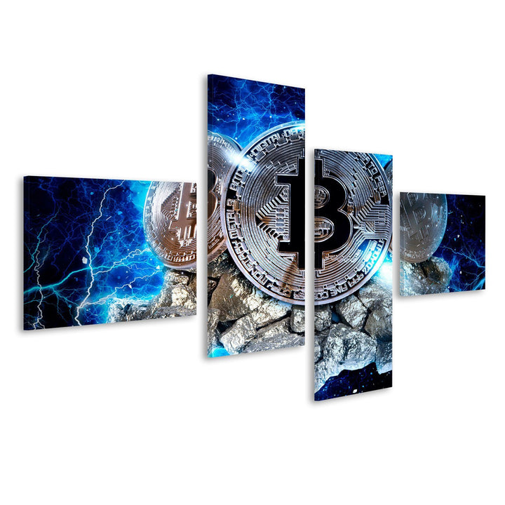 islandburner Bild Bilder auf Leinwand Gold-Bitcoin-Münze. Bitcoin-Kryptowährung Wandbild, Poster, Le