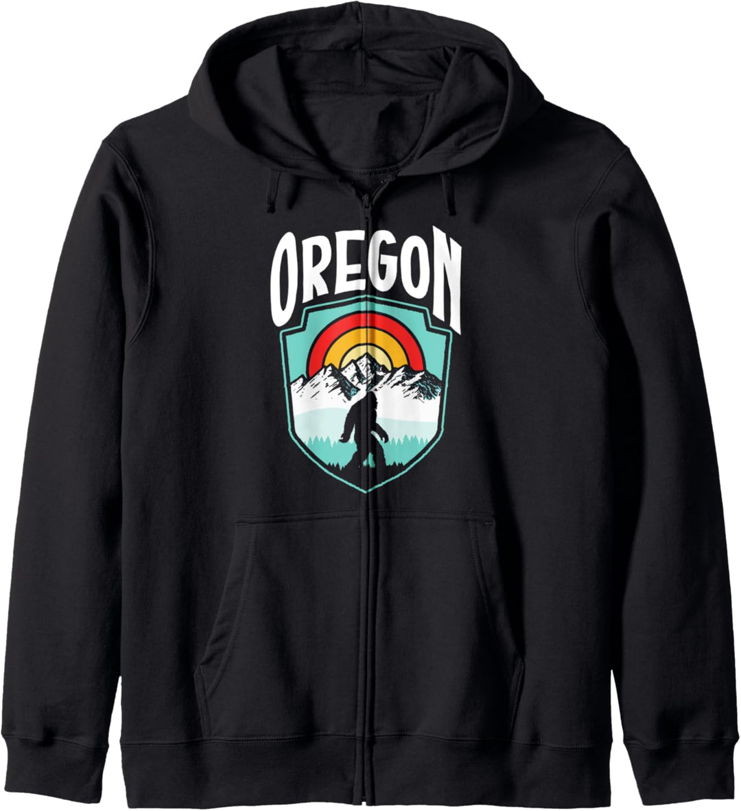 Oregon Vintage Sasquatch Outdoor Badge Bigfoot & Mountains Kapuzenjacke