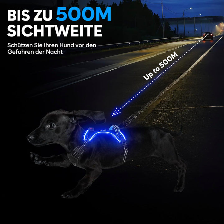 Hundegeschirr Leuchtend Wiederaufladbares Leuchtgeschirr für Hunde Led Beleuchtetes Hundegeschirr fü