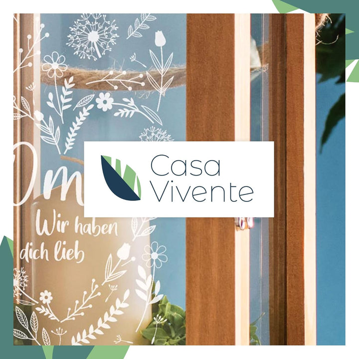 Laterne mit Gravur für Oma, Deko Kerzen Windlicht, Geschenk für Oma, Outdoor Garten Dekoration, Grav