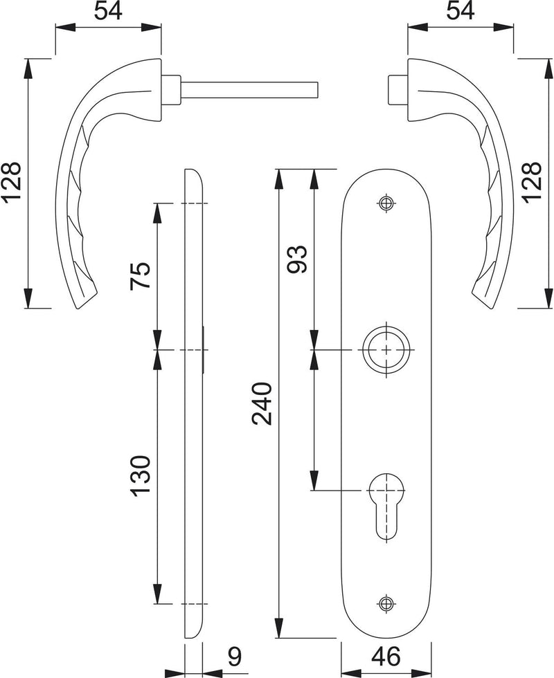 HOPPE 2947441 Drückergarnitur Tokyo-auf Langschild WC Entfernung 90mm, für Türstärke 37-42mm, Edelst