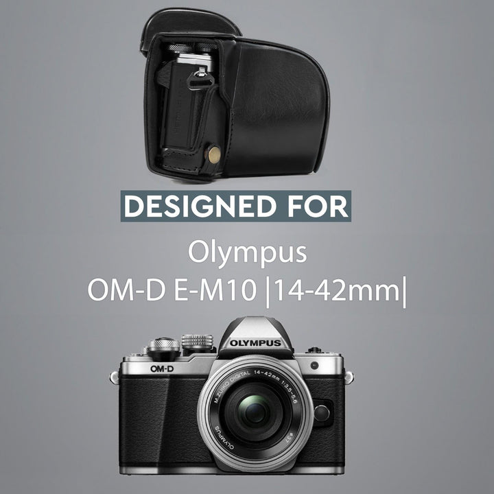 MegaGear MG367 Olympus OM-D E-M10 Mark II, E-M10 (14-42mm) Ever Ready Leder Kamera-Case mit Tragerie