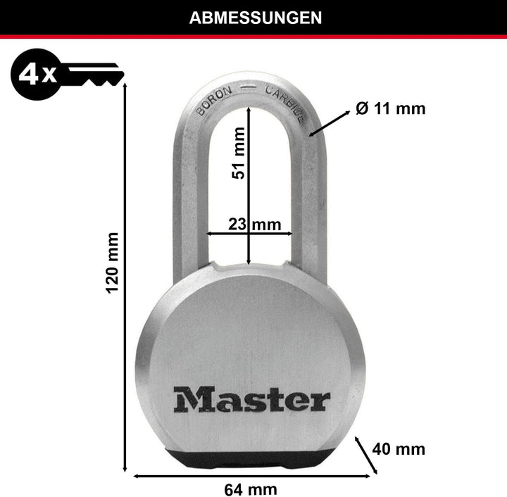 MASTER LOCK M930EURDLH Excell Vorhängeschloss 69mm lamellierter Stahl (Wasserbeständig) Lang Bügel +