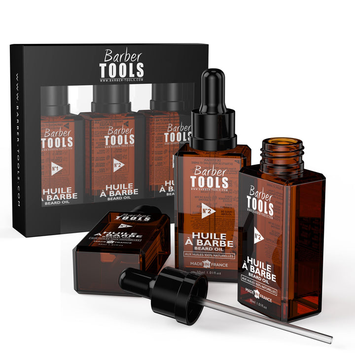 3er Set Bartöle | N°1/2/3 | 3X30ml - MADE IN FRANCE - Fördert das Bartwachstum - Mit RICIN Öl, 7 Pfl