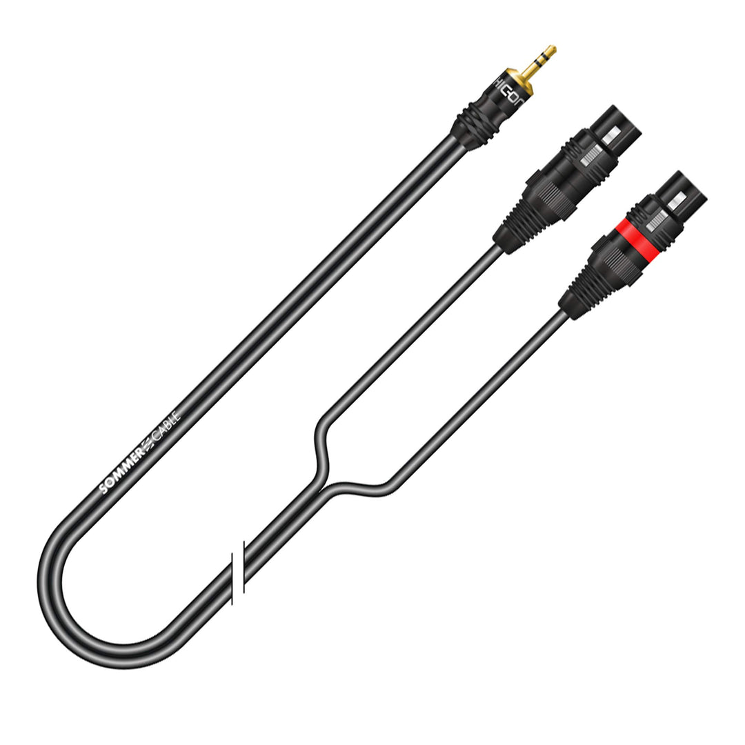 Sommer Cable 2,5m Adapterkabel 3,5mm Miniklinke auf 2x XLR 3pol weiblich Stereo Splitkabel 250cm Ony