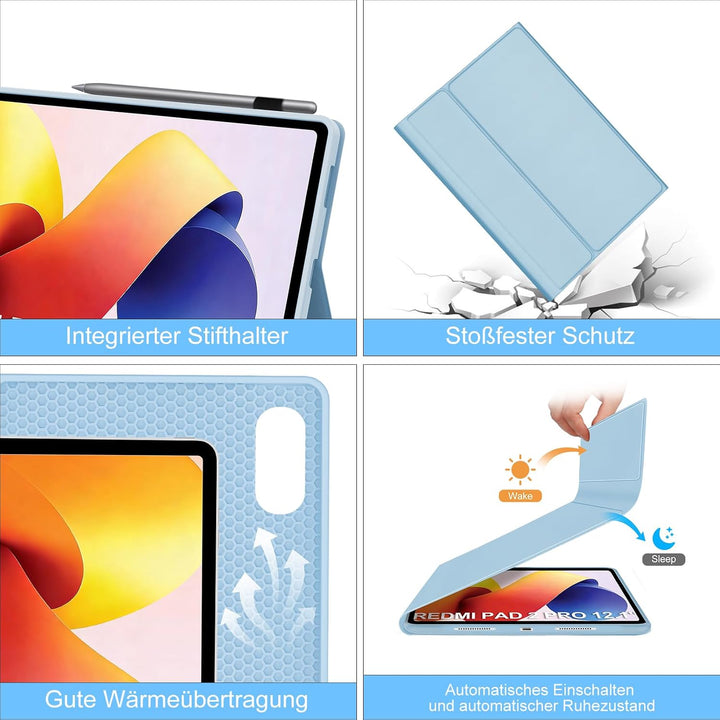 WINCHKING Hülle Mit Tastatur Für Xiaomi Redmi Pad 2 Pro 12.1 Zoll/Redmi Pad Pro 12.1” 2024, Magnetis