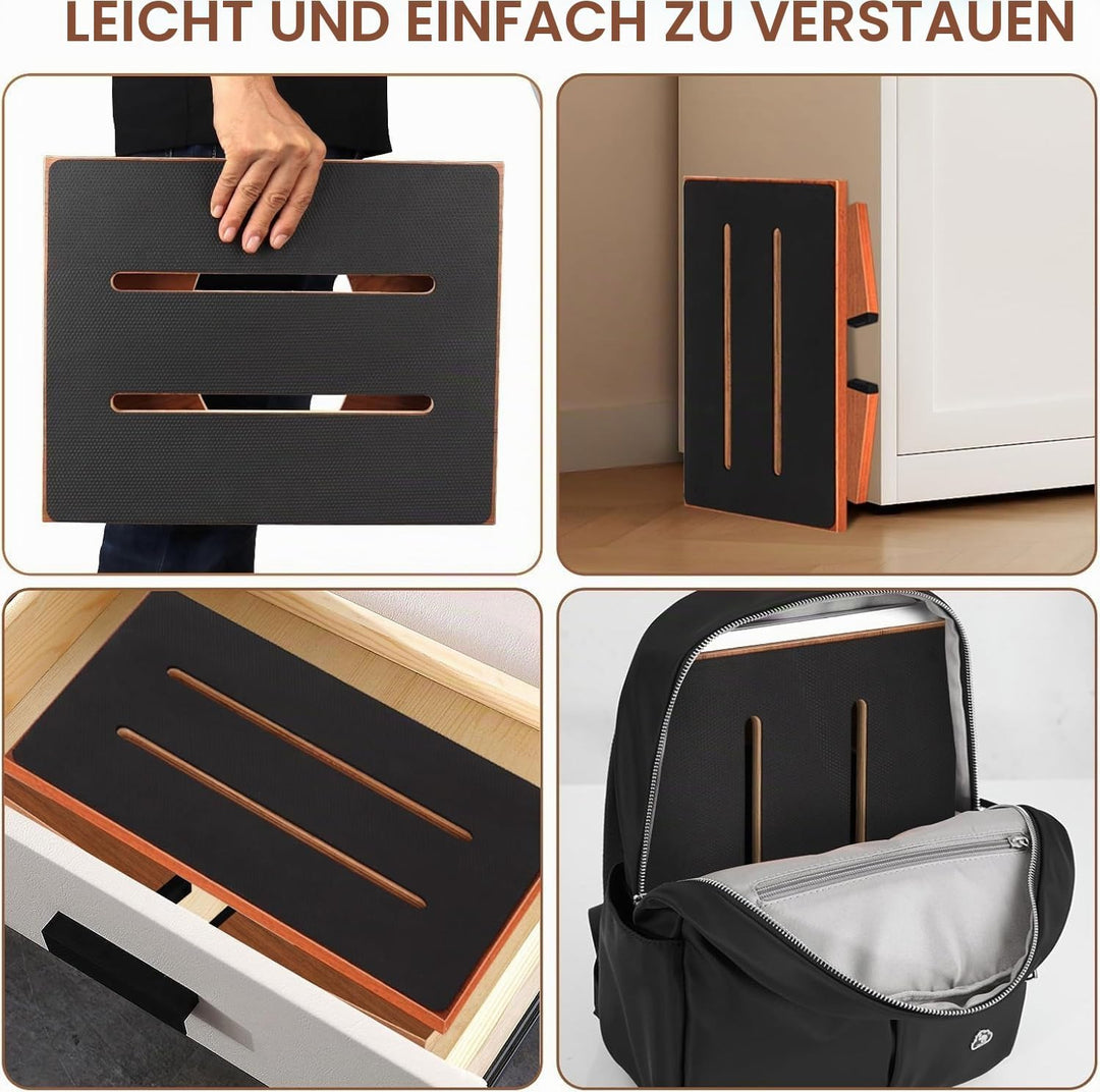 Klappbarer Tritthocker aus HolzTritthocker für Erwachsene und Senioren mit Rutschfester Gummiauflage