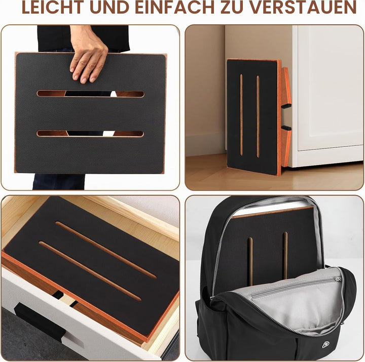 Klappbarer Tritthocker aus HolzTritthocker für Erwachsene und Senioren mit Rutschfester Gummiauflage