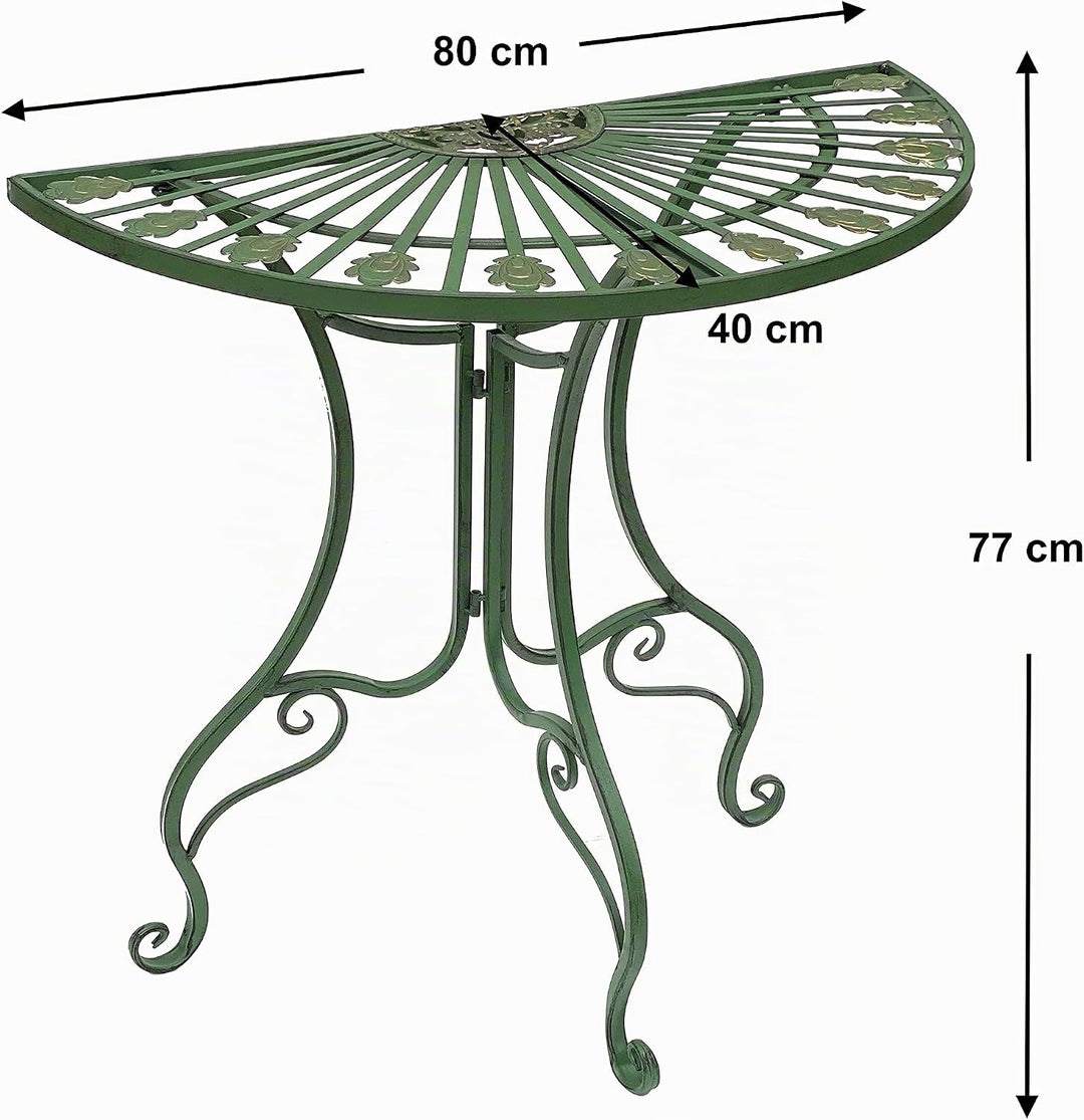 DanDiBo Tisch Halbrund Wandtisch 93995 Beistelltisch Metall 80 cm Gartentisch Halbtisch Halbrundtisc