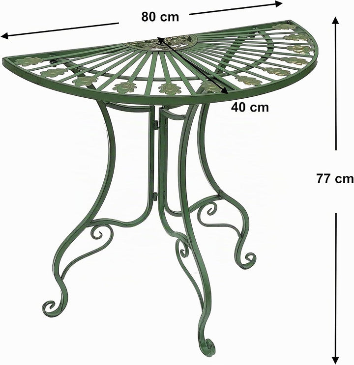DanDiBo Tisch Halbrund Wandtisch 93995 Beistelltisch Metall 80 cm Gartentisch Halbtisch Halbrundtisc