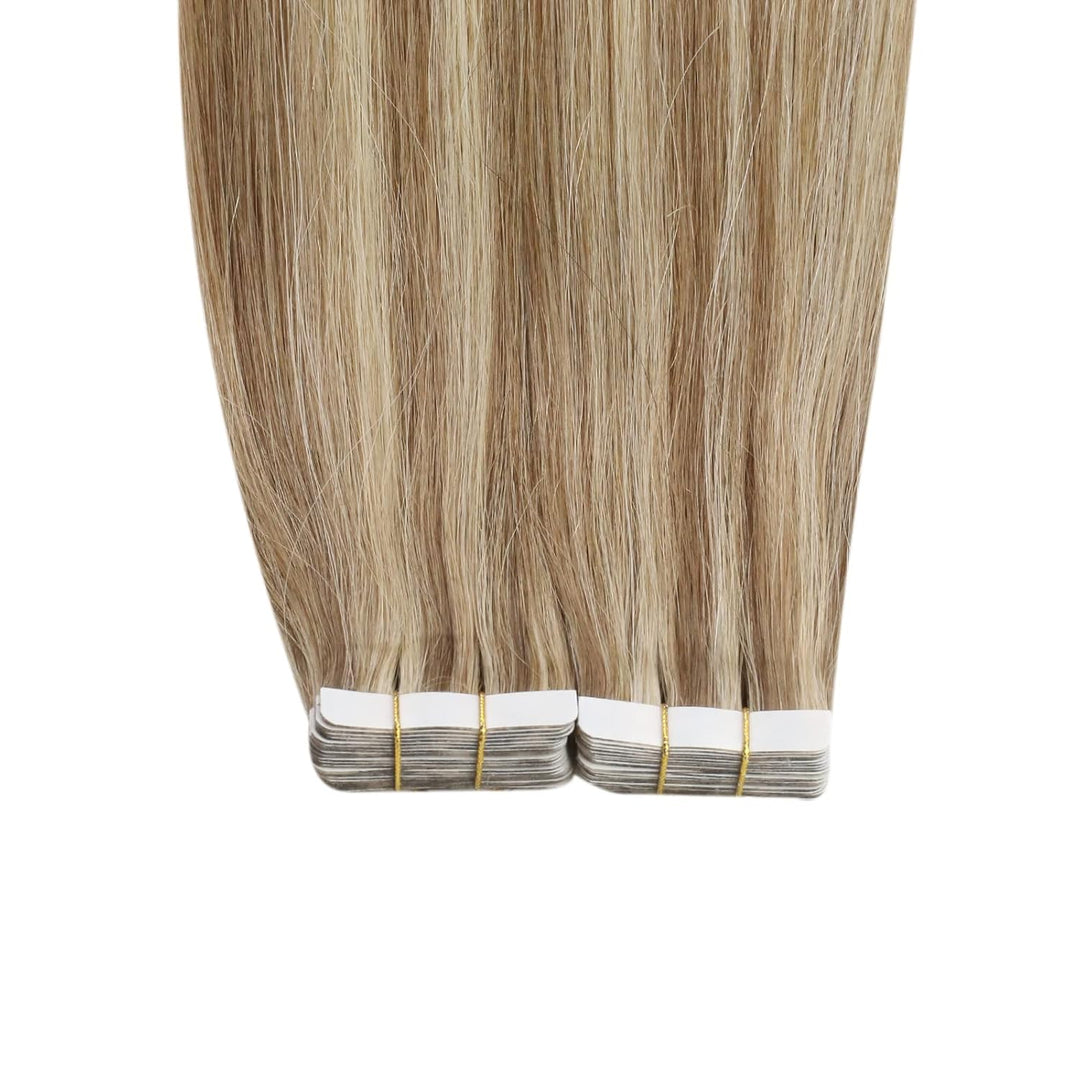 Ugeat Haarverlängerung Echthaar Tape in Extensions Echthaar Blond Remy Echthaar Extensions Tape Gold