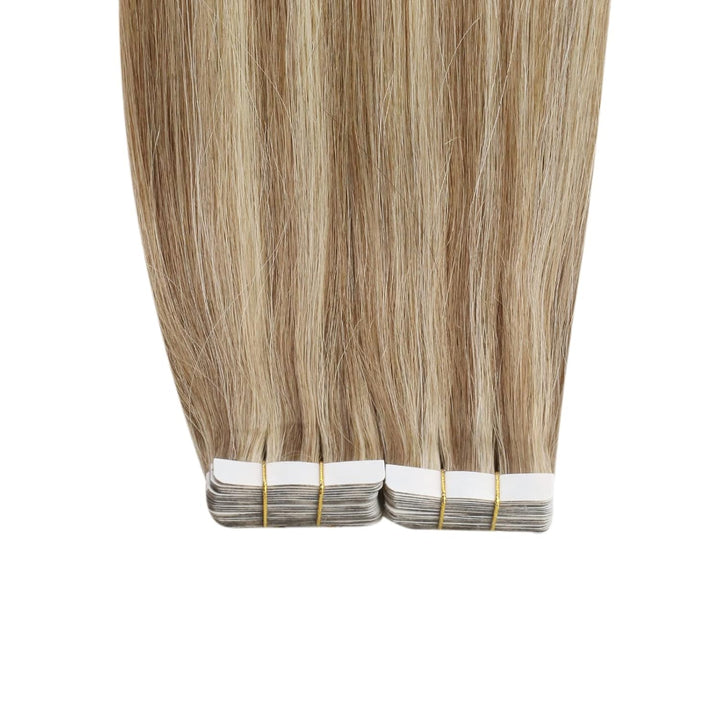 Ugeat Haarverlängerung Echthaar Tape in Extensions Echthaar Blond Remy Echthaar Extensions Tape Gold