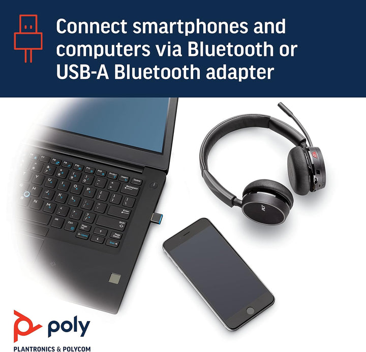 Plantronics– Voyager 4220UC USB-A Headset (Poly)– Stereo Bluetooth-Kopfhörer mit Bügel-Mikrofon und
