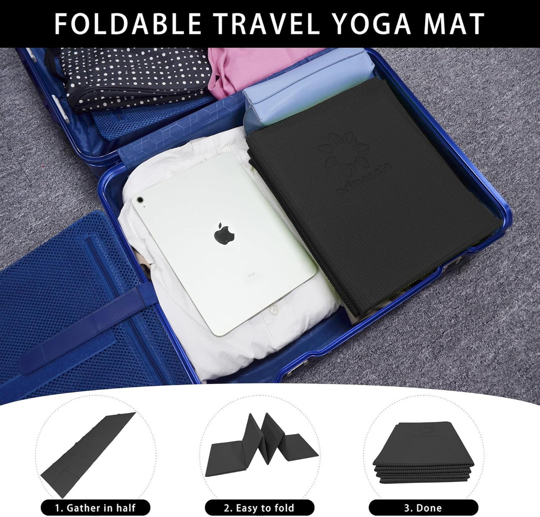 PRIMASOLE Faltbare Yoga-Reise-Pilates-Matte Schwarz, Schwarz