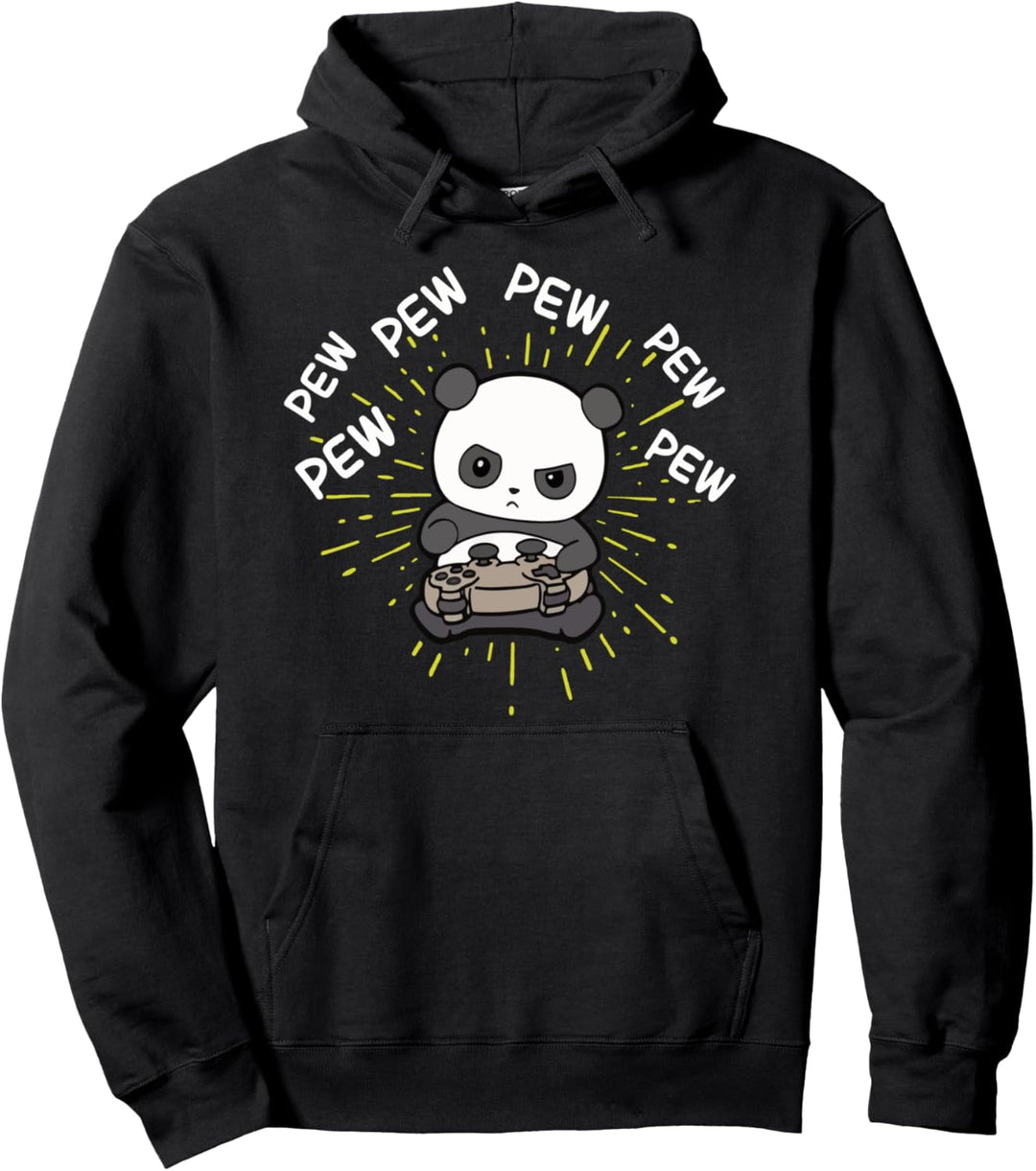Zockerliebe Zockerleben süsses Gamer Outfit Controller Panda Pullover Hoodie