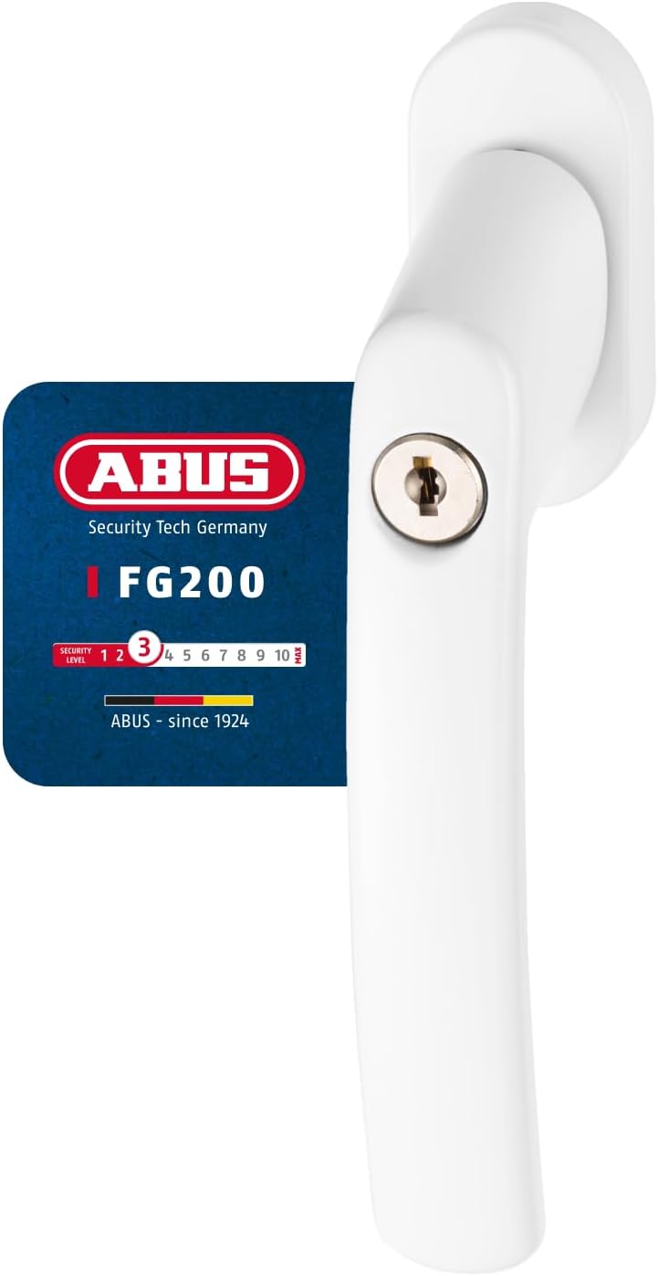 ABUS Abschliessbarer Fenstergriff FG200 AB208 - 10er Set - Fensterknauf mit Druckzylinder, gleichsch