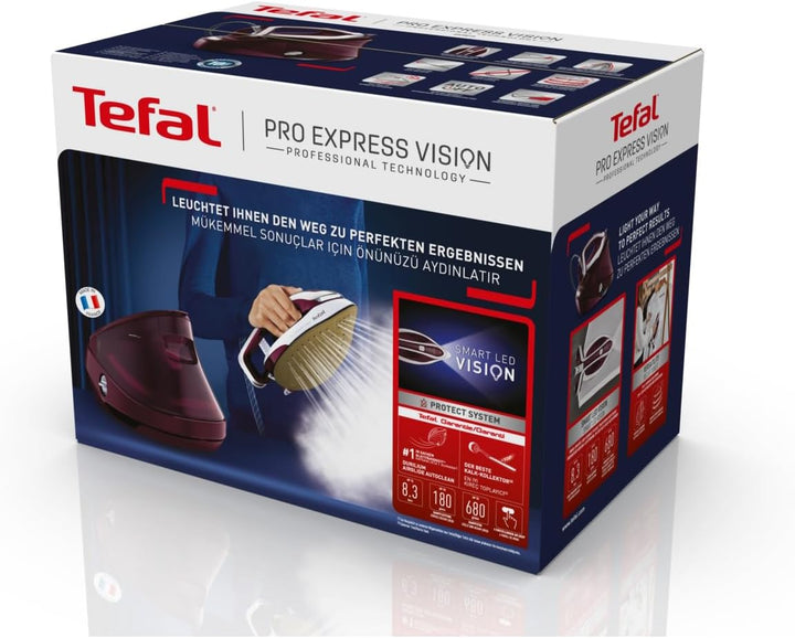 Tefal GV9810 Pro Express Vision Dampfbügelstation | Smart LED-Leuchte am Bügeleisen | leistungsstark