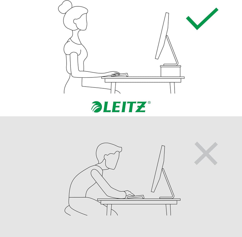 Leitz Monitorständer für Desktop & Laptop, Ergonomischer Aufsatz, für 24 Zoll Monitore bis 20 kg, Mi