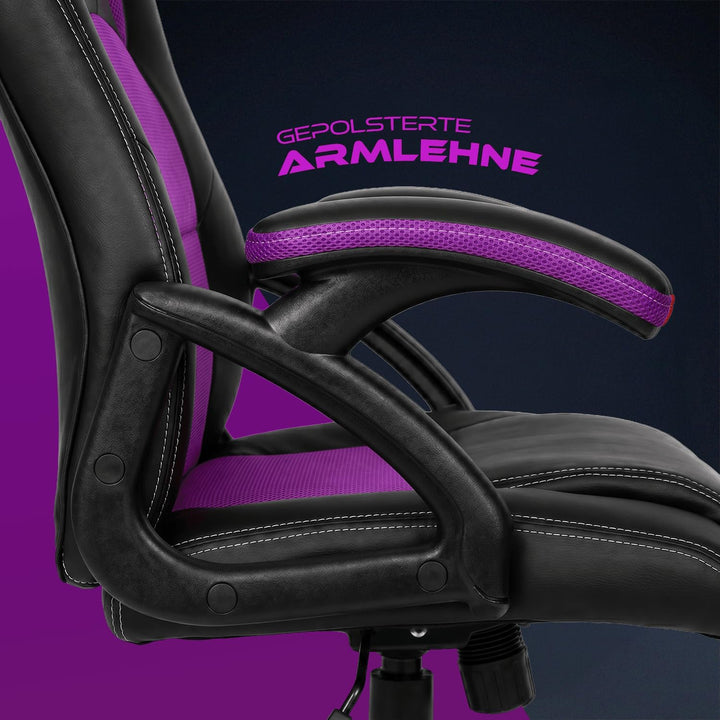 Gamer Stuhl Gaming Schreibtischstuhl Chefsessel Bürostuhl Ergonomisch, Lila, 9 Farbvarianten, gepols