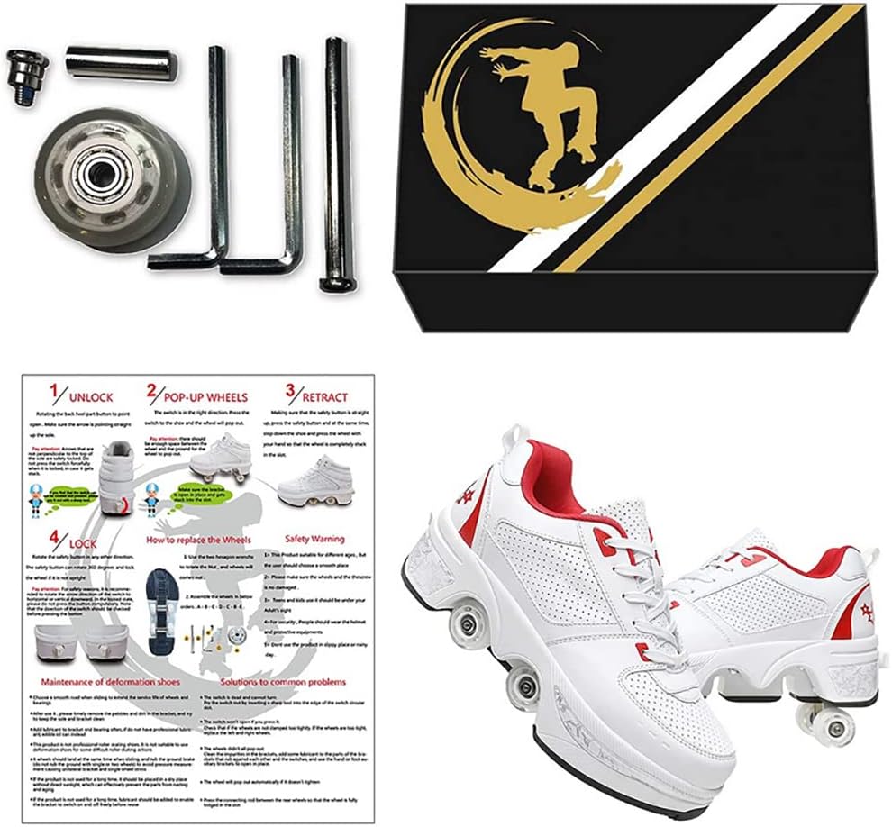 LDRFSE Schuhe mit Rollen, Rollschuhe Skateboard Schuhe Kinderschuhe Mit Rollen Skate Shoes Rollen Sc