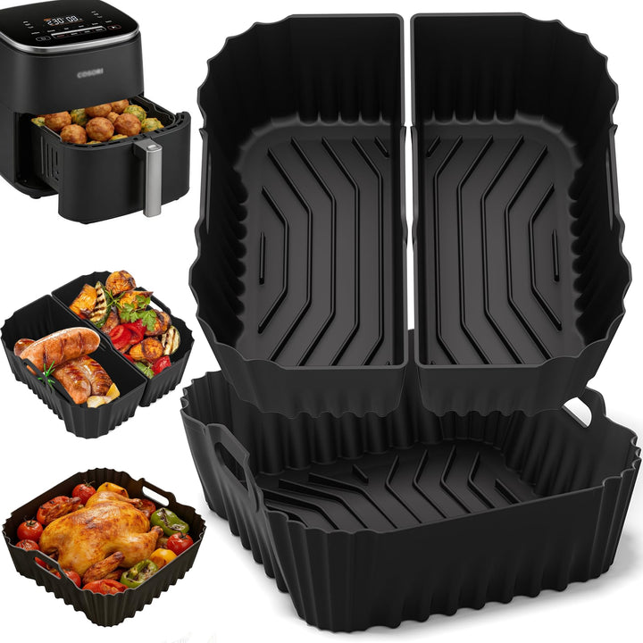 Airfryer Silikonform für Cosori Turboblaze 5,5L/5,7L/6L/6,2L/6,4L, 3 Stk Silikoneinsatz Heissluftfri