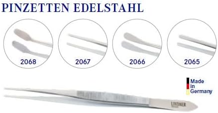 Lindner Briefmarken-Pinzette, Edelstahl, im Kunststoffetui, in 4 Ausführung zur Wahl (150 mm, mit ge