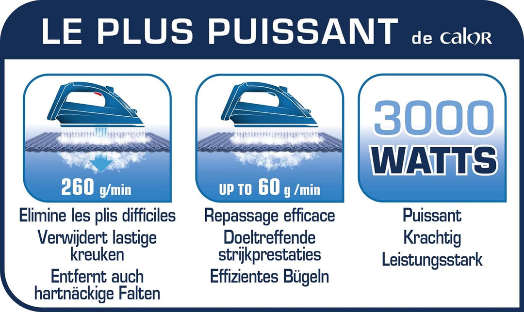 Calor Ultimate Pure Bügeleisen mit Dampfstoss bis zu 260 g/min, FV9839C0, 3000, 350 milliliters, Sch