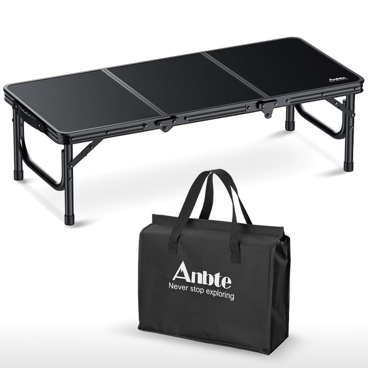 Anbte Campingtisch Klapptisch 87x40x26cm(LxBxH) mit Dicker Aluminium Rahmen Niedriger Picknicktisch