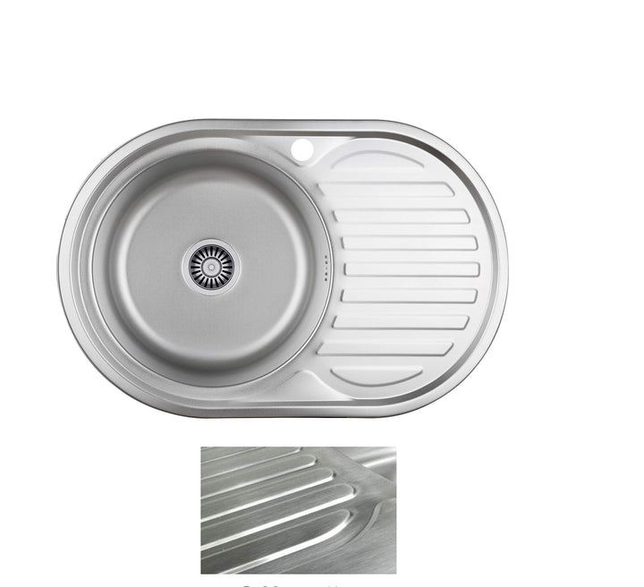 VBChome Einbauspüle 77x50 Satinstruktur ab 45er Unterschrank Edelstahl Küchenspüle Spüle Ablagefläch